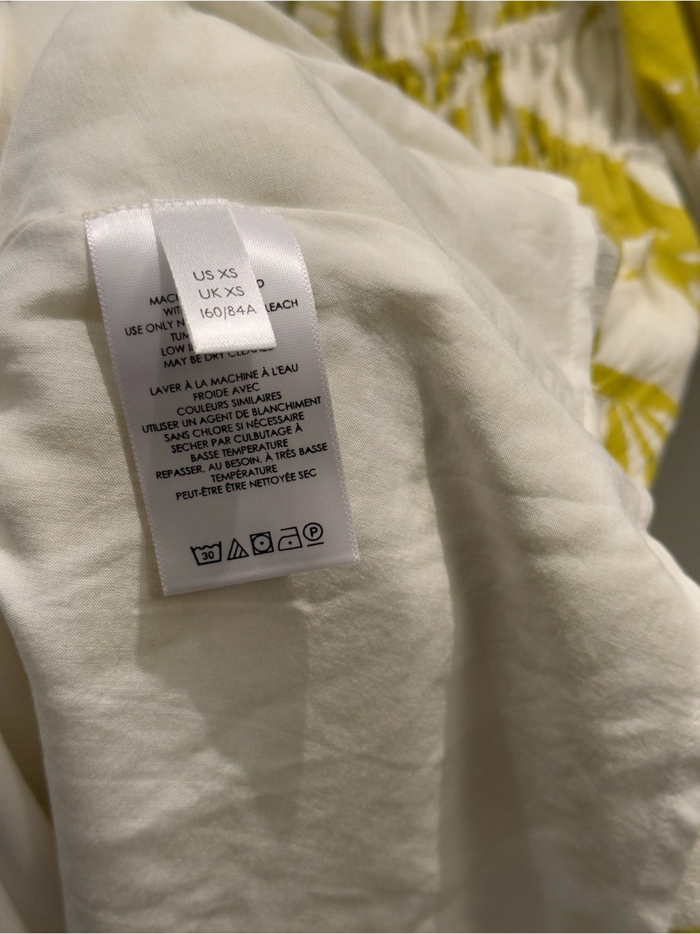 Maeve By Anthropologie Puff Sleeve Mini Dress Citron White Floral Size XS Womens - Picture 8 of 9